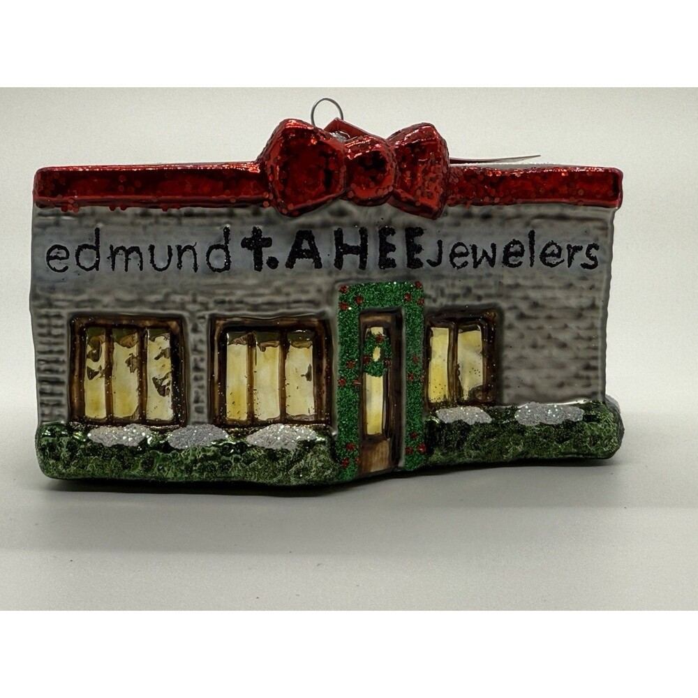 Edmund T Ahee Grosse Point Glass Jewelery Store Ornament Christmas Glass Glitter